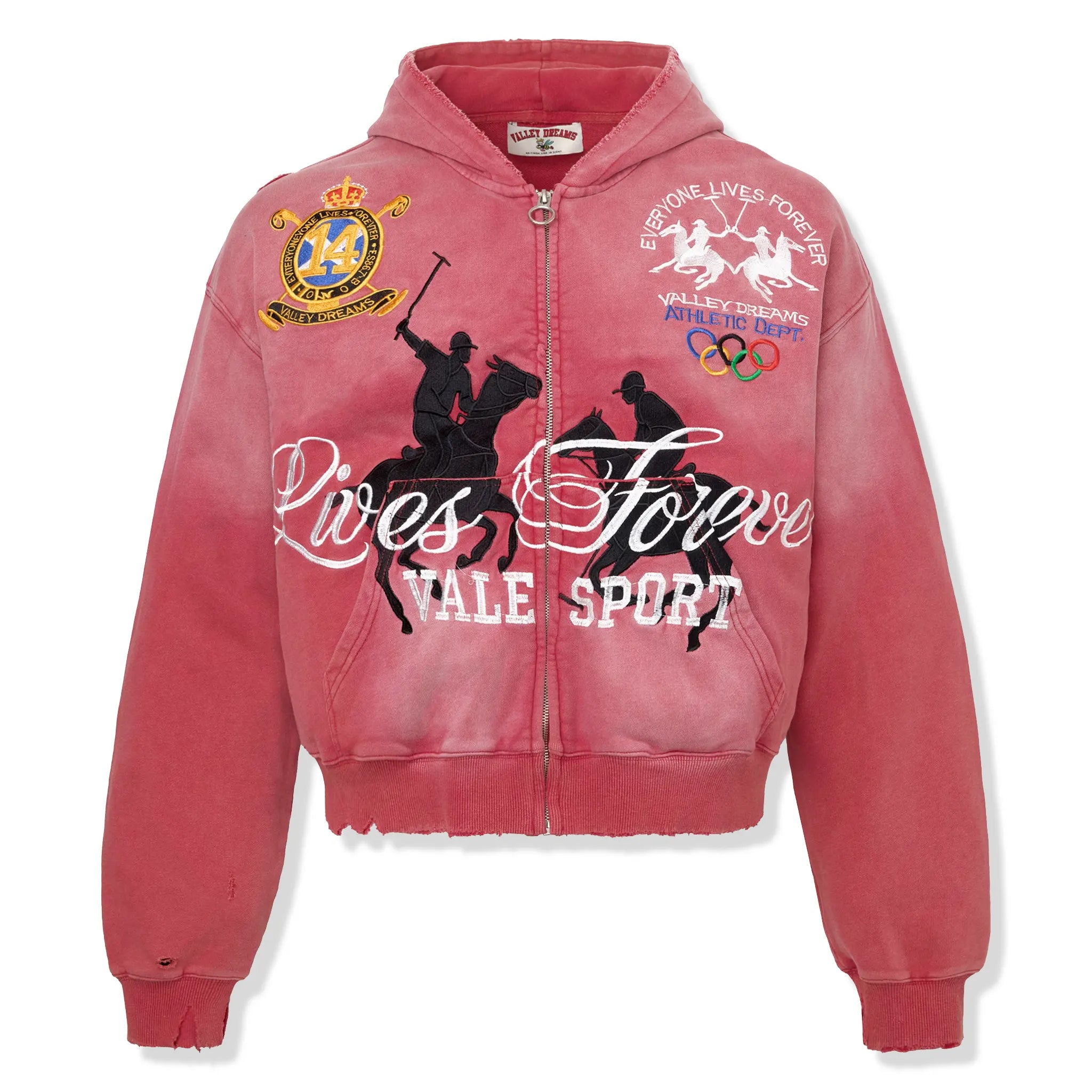 Front View of Vale Forever Valley Dreams Rockefeller Zip-Up Hoodie
